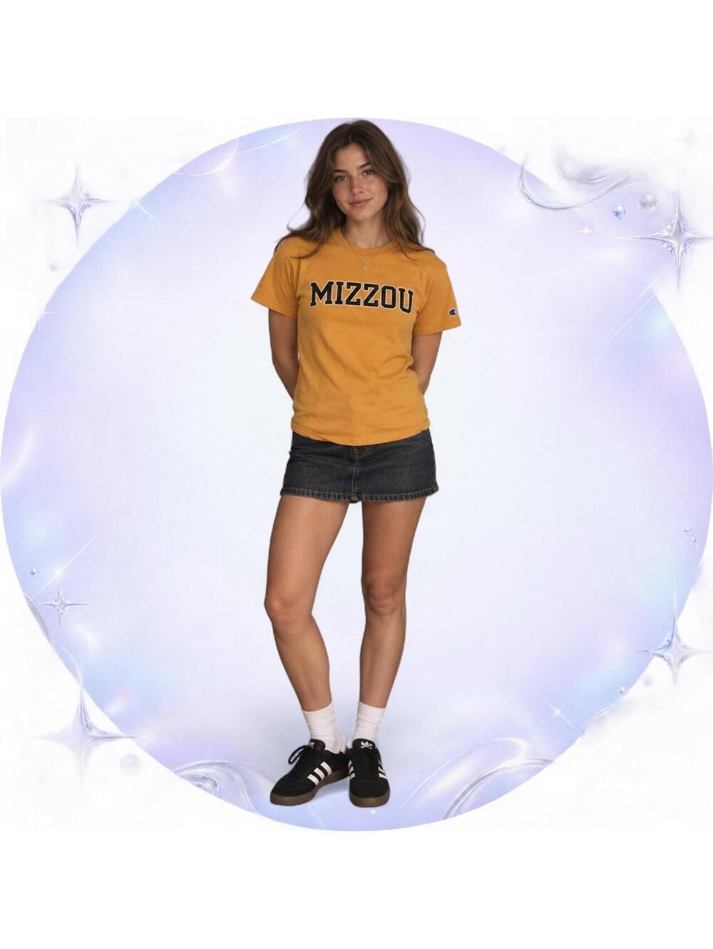 Vintage Champion Mizzou Missouri Tigers Gold Spellout T-Shirt Small